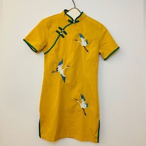 Yellow Hong Kong Style Cheongsam / Qipao Slim Fit Party Dress